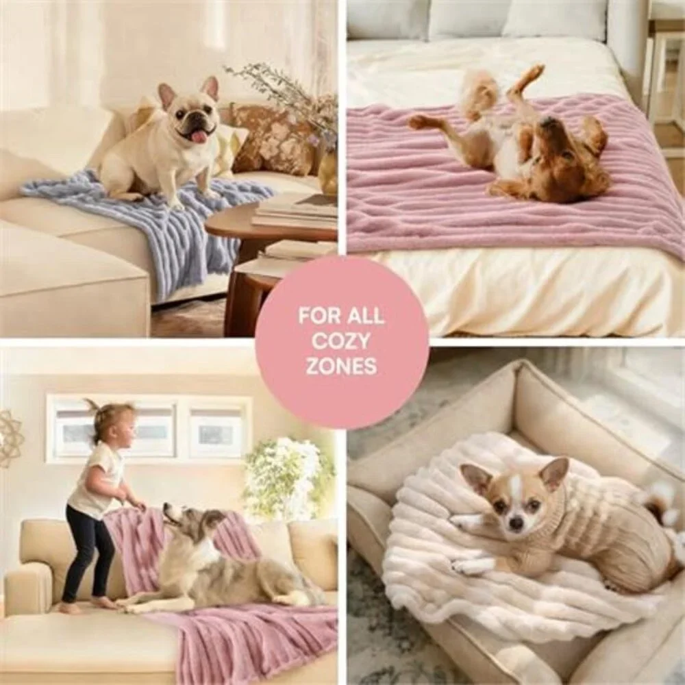 3 Lux Soft Dog Blankets Washable Warm Fleece 30x20 in